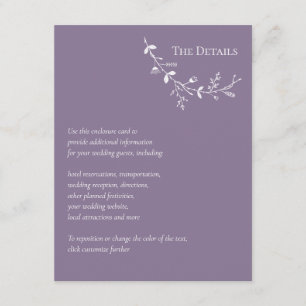 Carte D'accompagnement Vine Scroll Mariage Dusty Purple Détails