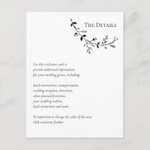 Carte D'accompagnement Vine Scroll Mariage Website, RSVP, Détails