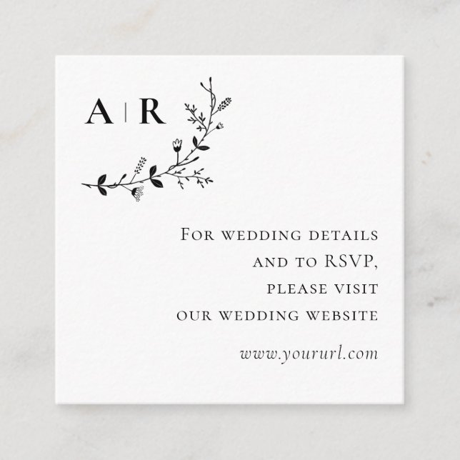 Carte D'accompagnement Vine Scroll Mariage Website, RSVP, Détails (Devant)