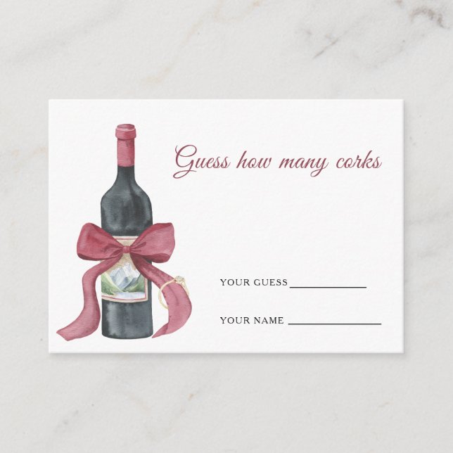 Carte D'accompagnement Vino before vows How many corks bridal game (Devant)