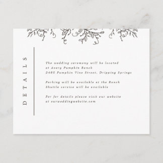 Carte D'accompagnement Vins citrouilles Monogramme Mariage Insertion
