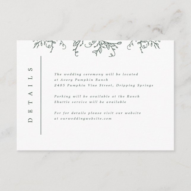 Carte D'accompagnement Vins citrouilles Monogramme Mariage Insertion (Devant)