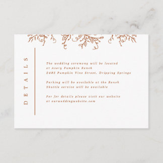 Carte D'accompagnement Vins citrouilles Monogramme Mariage Insertion