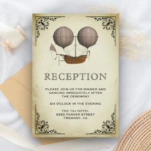 Carte D'accompagnement Vintage Airship Hot Air Balloon Réception de maria