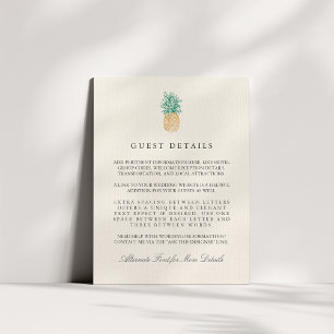 Carte D'accompagnement Vintage Ananas Mariage Informations clients