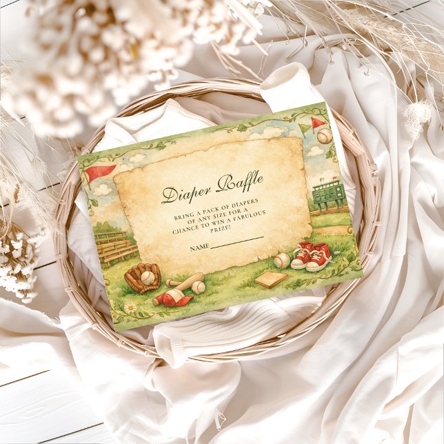 Carte D'accompagnement Vintage Baseball Storybook Diapper Raffle (Créateur téléchargé)
