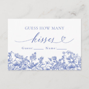 Carte D'accompagnement Vintage Blue Floral Devinez combien de baisers jeu