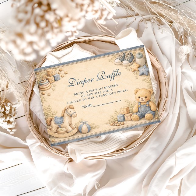 Carte D'accompagnement Vintage Blue Jeans Classic Diapper Raffle (Créateur téléchargé)
