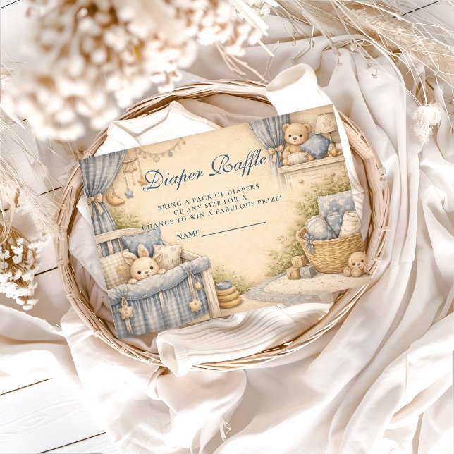 Carte D'accompagnement Vintage Blue Jeans Nursery Diapper Raffle (Créateur téléchargé)
