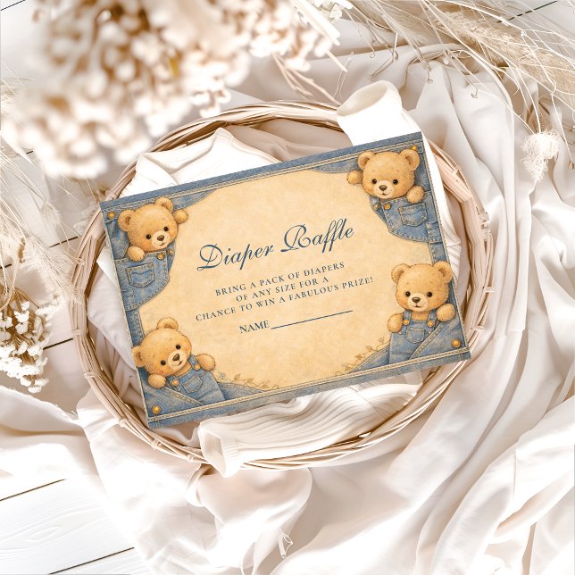Carte D'accompagnement Vintage Blue Jeans Teddy Diapper Raffle (Créateur téléchargé)