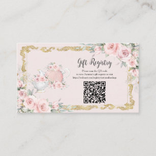 Carte D'accompagnement Vintage Blush Floral Tea Party Cadeau Registre des