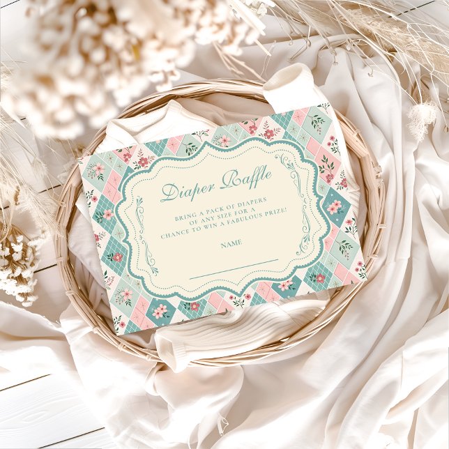 Carte D'accompagnement Vintage Botanical Garden Diapper Raffle (Créateur téléchargé)