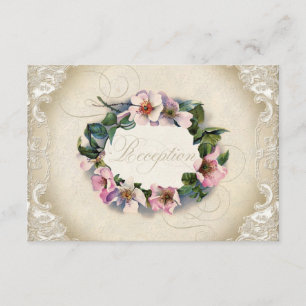 Carte D'accompagnement Vintage Broderie de Luxe Rose Rose Sauvage Rose To