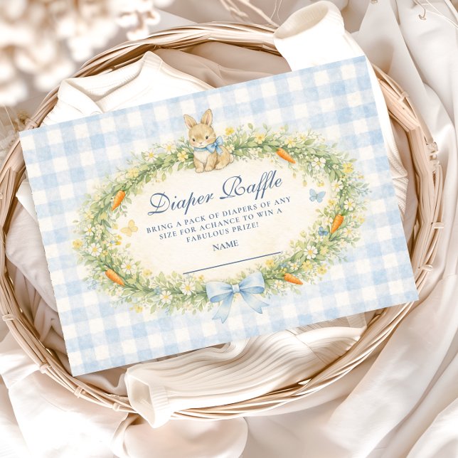 Carte D'accompagnement Vintage Bunny Garden Diapper Raffle (Créateur téléchargé)