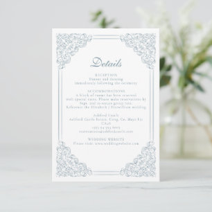 Carte D'accompagnement Vintage cadre bleu élégant Détails de mariage