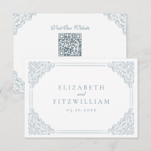 Carte D'accompagnement Vintage Cadre bleu élégant Détails de mariage Encl