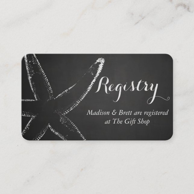 Carte D'accompagnement Vintage Chalkboard Starfish Mariage nautique (Devant)