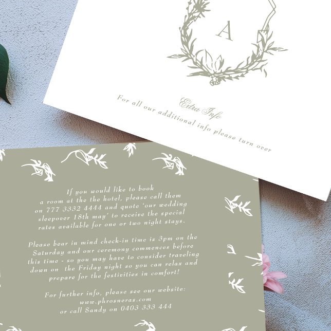 Carte D'accompagnement vintage classique Sage Green info détails (Créateur téléchargé)