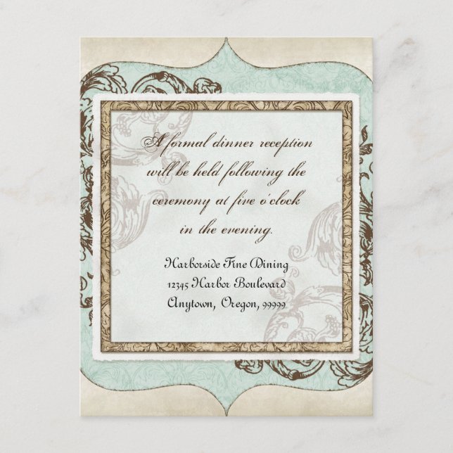 Carte D'accompagnement Vintage Ecrans fleuris Mariage floral (Devant)