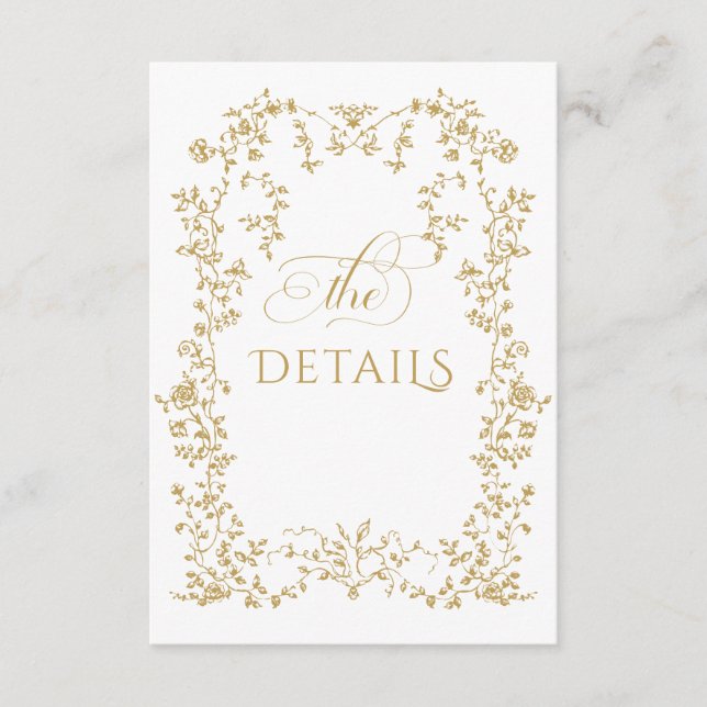 Carte D'accompagnement Vintage Eleganse Golden Flowers Mariage photo (Devant)