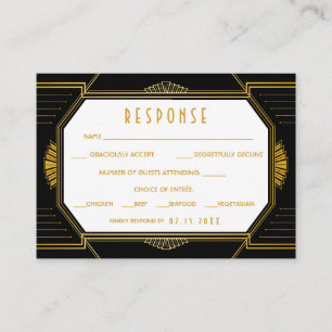 Carte D'accompagnement Vintage Elegant Art Déco Black Gold Mariage