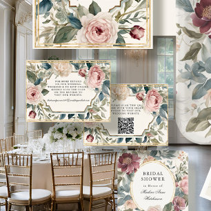 Carte D'accompagnement Vintage élégant Floral Art Nouveau Rose Gold RSVP