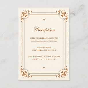 Carte D'accompagnement Vintage Élégant Réception Cuivre Mariage ivoire