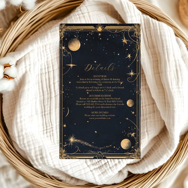 Carte D'accompagnement Vintage étoile de lune céleste Mariage (Créateur téléchargé)