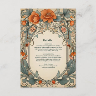 Carte D'accompagnement Vintage Floral Art Nouveau Mariage