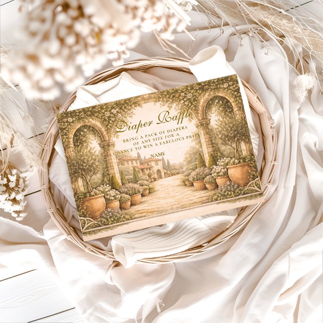 Carte D'accompagnement Vintage Garden Florals Diapper Raffle  (Créateur téléchargé)