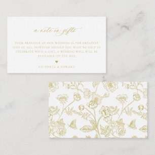 Carte D'accompagnement Vintage Gold Floral A Note Sur Les Cadeaux Mariage