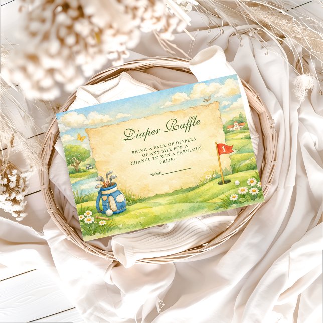 Carte D'accompagnement Vintage Golf Storybook Diapper Raffle (Créateur téléchargé)