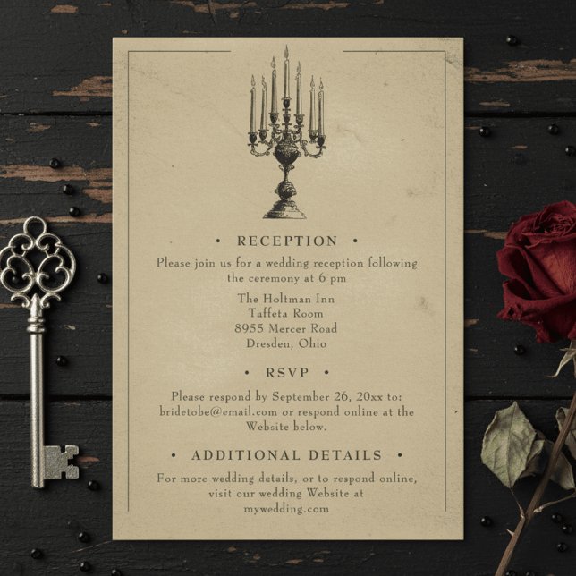 Carte D'accompagnement Vintage Gothic Black Toile Tan Wedding (Créateur téléchargé)