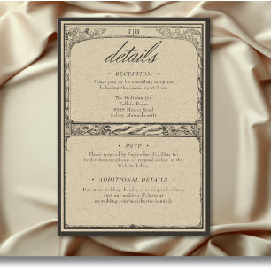 Carte D'accompagnement Vintage gothique médiéval Détails du Mariage front