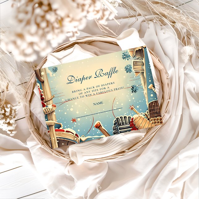 Carte D'accompagnement Vintage Hockey Baby Shower Diapper Raffle (Créateur téléchargé)