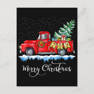 Carte D'accompagnement Vintage Joyeux Camion rouge de Noël Vieux mode Ch