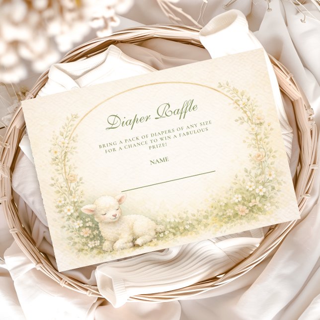 Carte D'accompagnement Vintage Lamb Meadow Arch Diapper Raffle (Créateur téléchargé)