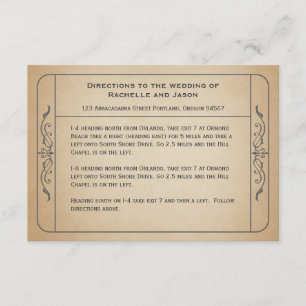 Carte D'accompagnement Vintage Mariage Billetterie Directions de conduite