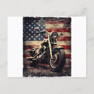 Carte D'accompagnement Vintage Motorcycle USA Drapeau Retro Biker América