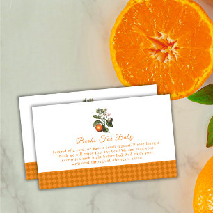 Carte D'accompagnement Vintage Orange En vichy Livres Pour Baby shower
