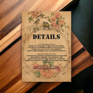 Carte D'accompagnement Vintage Retro Classic Aquarelle Floral Mariage