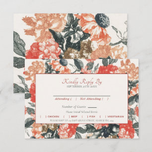 Carte D'accompagnement Vintage Romantique Cottagecore Floral Mariage RSVP