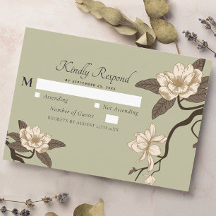 Carte D'accompagnement Vintage Rustique Magnolia Sage Green Wedding RSVP