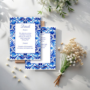 Carte D'accompagnement Vintage Talavera Azulejo carreaux bleu mariage