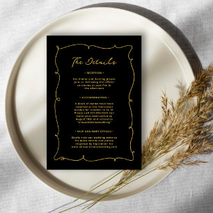 Carte D'accompagnement Vintage Whimsical Elegant Black and Gold Mariage