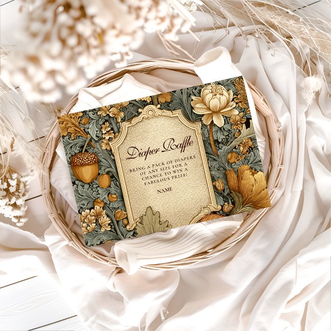 Carte D'accompagnement Vintage Woodland Floral Diapper Raffle  (Créateur téléchargé)