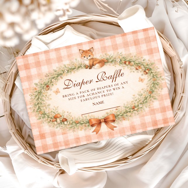 Carte D'accompagnement Vintage Woodland Fox Diapper Raffle (Créateur téléchargé)