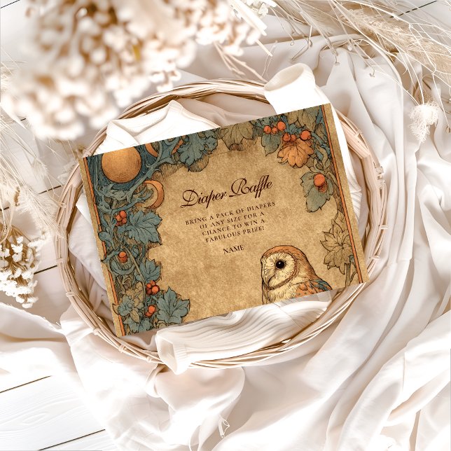 Carte D'accompagnement Vintage Woodland Owl Diapper Raffle  (Créateur téléchargé)