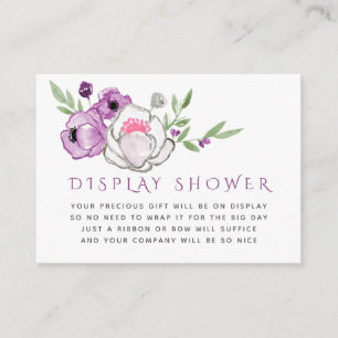 Carte D'accompagnement Violet et Sage Floral Baby shower écran douche