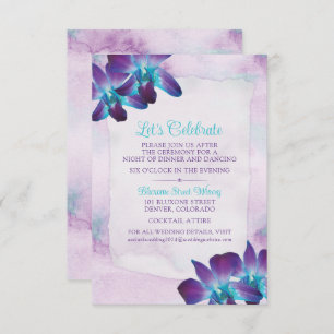 Carte D'accompagnement Violet Turquoise Bleu Dendrobium Mariage orchidée